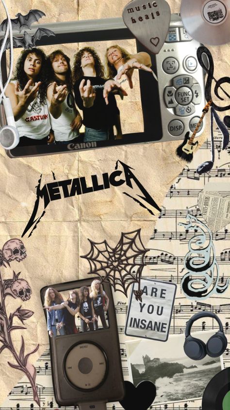 Metallica Collage Wallpaper, Wallpaper Metallica Band, Metalica Aesthetic, 80s Rock Aesthetic Wallpaper, Metal Aesthetic Music, Metal Aesthetic Wallpaper, Metallica Wallpapers Aesthetic, Amine Wallpapers, Band Wallpaper Iphone