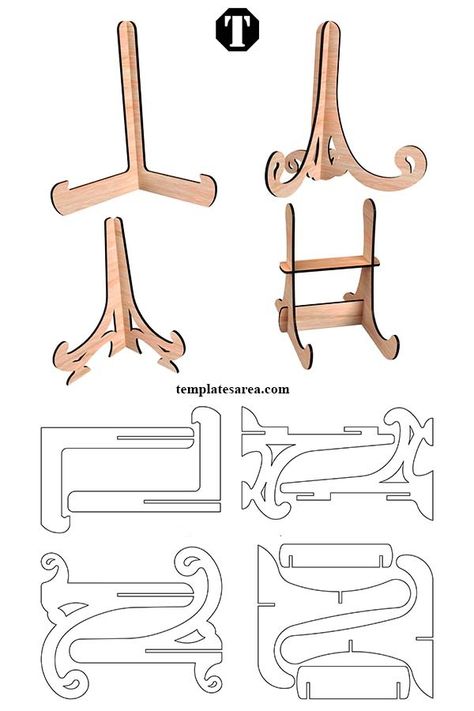 Free Laser Cut Templates: Photo Frame & Plate Stands Diy Wooden Plate Display Stand, Picture Frame Stand Diy, Diy Plate Stand, Cnc Laser Ideas, Laser Cut Files Free, Laser Cutting Ideas, Laser Cut Ideas, Free Laser Cut Files, Laser Cut Bunny