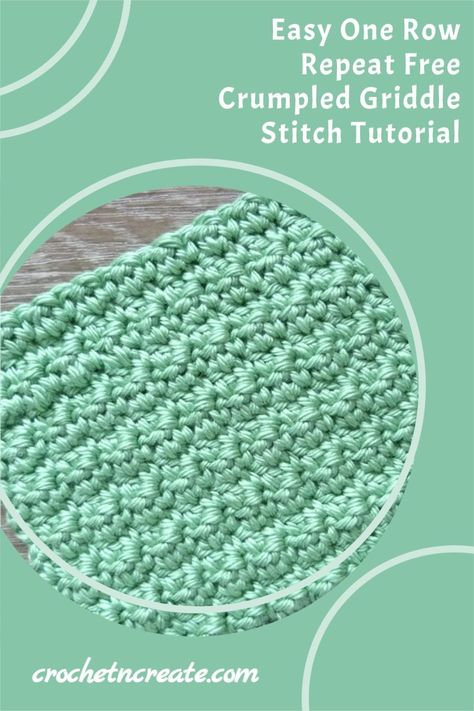 Free crochet stitch tutorial for an easy one row repeat crumpled griddle stitch. #crochetstitchtutorial #crochetstitch Sledge Stitch Crochet, No Hole Crochet Stitch, 1 Row Repeat Crochet Patterns, Textured Crochet Stitches In The Round, Solid Crochet Stitches, One Row Repeat Crochet Patterns, Free Crochet Stitch Patterns, Free Crochet Stitches, Amanda Crochets