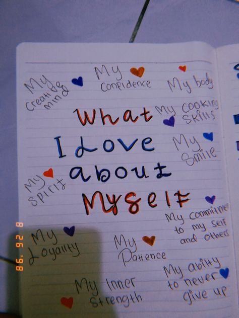 What Do I Like About Myself, Scrapbook About Myself, Selfcare Journal, What To Write About, Love Scrapbook, Life Journal, About Myself, Sketchbook Ideas, Cute Notes