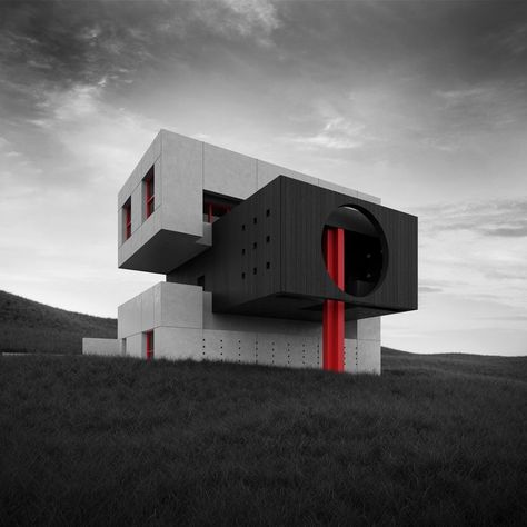 Support Anna Życka: https://www.behance.net/annazycka Concrete House Exterior, Brutalist House, Steel Architecture, Brutalism Architecture, Brutalist Buildings, Concrete Facade, Concrete Architecture, Brutalist Design, Concrete Building