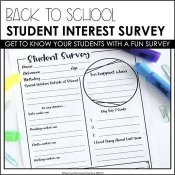 Student Survey Elementary, Consonant Letters, Student Interest Survey, Student Questionnaire, Interest Survey, Library Lesson Plans, Morning Meeting Activities, Student Survey, Meet The Teacher Template