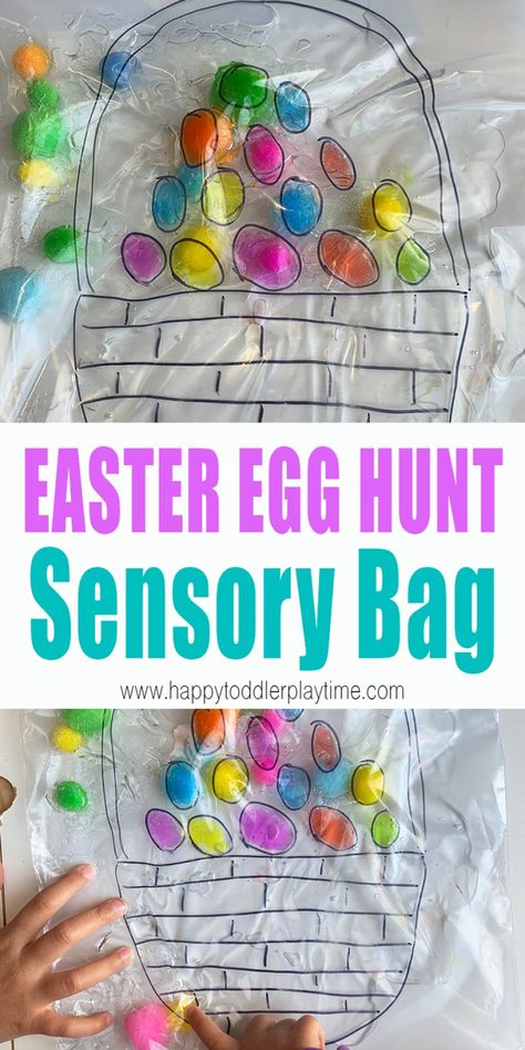 Easter Egg Hunt Sensory Bag Activity - HAPPY TODDLER PLAYTIME The Good Egg Activities, Easter Eggs In Movies, Egg Activities, The Good Egg, Easy Learning Activities, Color Sorting Activities, Kindergarten Addition Worksheets, Addition Kindergarten, Sensory Bag