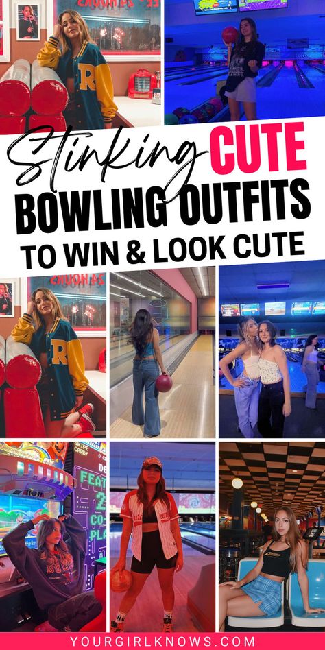 Looking for stellar bowling outfits? Whether you're aiming for strikes or just looking stylish, we've got the look for you! What To Wear To Bowling, Cute Bowling Outfit, Date Outfits Casual, Bowling Date, Frat Party Outfit, Gucci Belt Outfit, Baddie Winter Outfits, Sweater Over Dress, Bowling Outfit