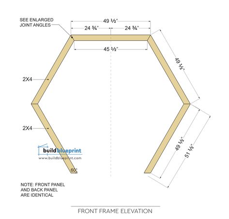 Hexagon Wedding Arbor DIY Plans - Build Blueprint How To Make A Hexagon Arch, Wood Octagon Wedding Backdrop, Diy Hexagon Arch, Wood Hexagon Backdrop, Wedding Arbor Hexagon, Diy Wedding Arbor How To Build, Diy Octagon Wedding Arch, Scrapwood Project Ideas, Wedding Arch Dimensions