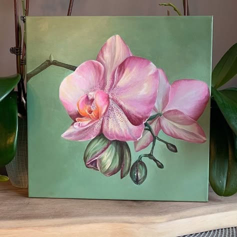 Paint On Canvas For Beginners, Orchids Painting, Painting On Canvas For Beginners, Flower Painting Canvas, Canvas For Beginners, Fun Easy Crafts, Arte Inspo, Painting Ideas On Canvas, Arte Sketchbook