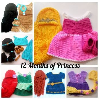 Disney Princess Crochet, Diy Christmas Crochet, Baby Princess Costume, Little Mermaid Crochet, Disney Crochet, Crochet Baby Costumes, Disney Crochet Patterns, Bow Hair Tie, Disney Princess Babies