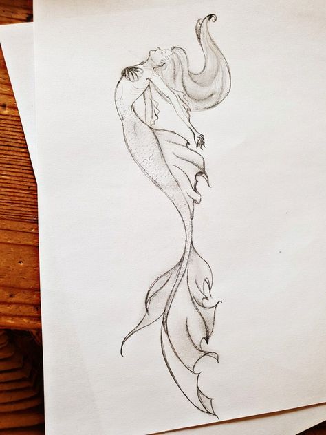 Mythical Mermaid Drawing, David Delamare Mermaids, Mermaid Underwater Drawing, Goddess Art Sketch, Mystical Creatures Sketches, Mystical Drawing Ideas, Mermaid Sketch Simple, Mermaid Swimming Drawing, Mystical Creature Drawing