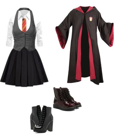 Hogwarts Uniform Gryffindor Female, Gryffindor Uniform Female Aesthetic, Female Hogwarts Uniform, Harry Potter Clothes Gryffindor, Hogwarts Clothes Gryffindor, Hogwarts Hufflepuff Uniform, Gryffindor Outfit Uniform, Griffindor Outfits Uniform, Gryffindor Uniform Aesthetic