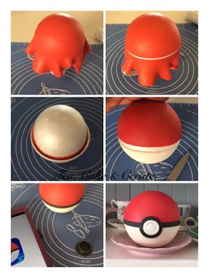 Tea, Cake & Create: Pokemon Cake Pokeball Topper Tort Pokemon, Pokemon Torte, Cake Pokemon, Pokeball Cake, Pokemon Themed Party, Pokemon Cake Topper, Pokemon Birthday Cake, Pikachu Cake, Pokemon Ideas