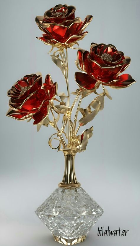 Rose Souvenir, Glass Roses, Rose In A Glass, Rose Flower Photos, Red Roses Wallpaper, Gold Roses, Beautiful Night Images, Rose Gold Flower, Lovely Flowers Wallpaper