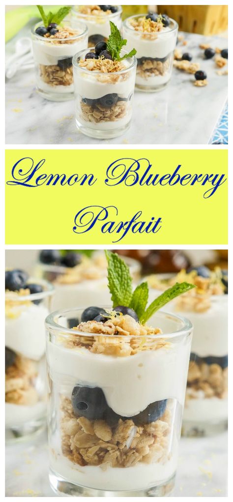 Lemon Blueberry Parfait Lemon Blueberry Parfait, Blueberry Parfait, Berry Yogurt Parfait, Bunny Brunch, Healthy Parfait, Easy Breakfast Treats, Lemon Greek Yogurt, Yogurt Parfait Recipe, Brunch Dessert