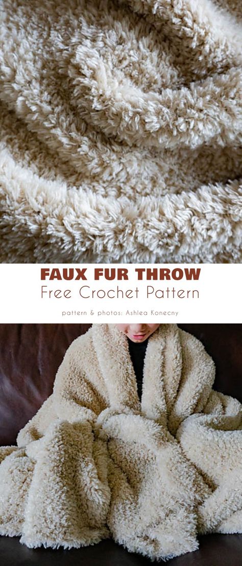 Faux Fur Throw Throw Crochet, Crochet Throw Pattern, Faux Fur Blanket, Hand Crochet Baby Blanket, Haken Baby, Fur Blanket, Fur Throw, Crochet Throw, Faux Fur Throw