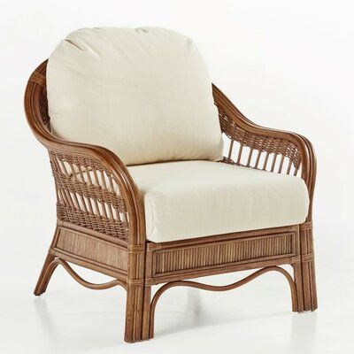 Bay Isle Home Wittig Armchair | Wayfair Wicker Chairs, Leather Lounge Chair, Fabric Canvas, Leather Lounge, Modern Rustic Interiors, Rattan Chair, Upholstered Arm Chair, Barrel Chair, Wicker Furniture