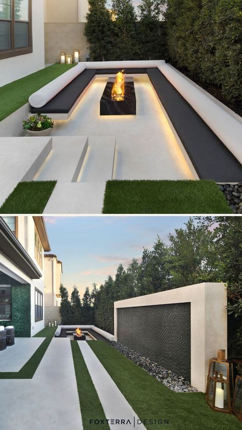 Luxury Backyard Design, Sunken Fire Pit, Planning Garden, Modern Backyard Design, Sunken Fire Pits, Modern Backyard Landscaping, Gardening Design, Gardening Landscaping, Backyard Landscape