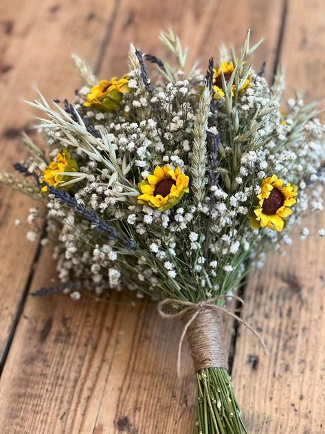 Flower Bouquet Sunflower, Sunflower Wedding Flowers, Wedding Flowers Dried, Dried Wedding Bouquet, Bouquet Sunflower, Dried Gypsophila, Dried Sunflowers, Bouquet Dried Flowers, Gypsophila Wedding