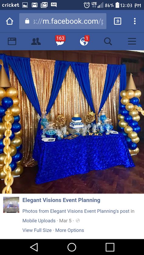 Royal Blue And Gold Birthday Decorations, Royal Blue And Gold Backdrop, Royal Blue And Gold Decorations, Royal Baby Shower Boy, Royalty Baby Shower, Royal Prince Birthday Party, Prince Baby Shower Theme, Prince Birthday Party, Blue Wedding Decorations