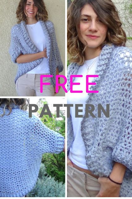 Easy Crochet Shrug, Crochet Shrug Pattern Free, Shrug Knitting Pattern, Crochet Bolero Pattern, Knit Bolero, Crochet Cocoon, Crocheted Shawl, Crochet Cardigan Pattern Free, Crochet Shrug Pattern