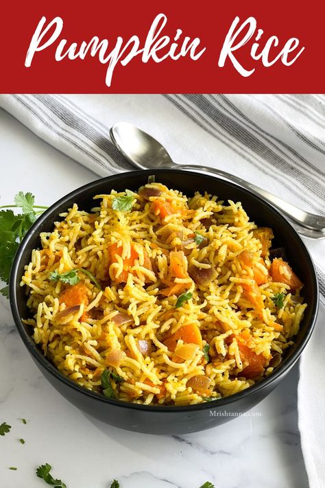 Pumpkin Rice, Just Pies, Vegan Indian Recipes, Frozen Pumpkin, Trending Recipes, Fusion Food, Quick Weeknight Meals, Basmati Rice, Veggie Sides