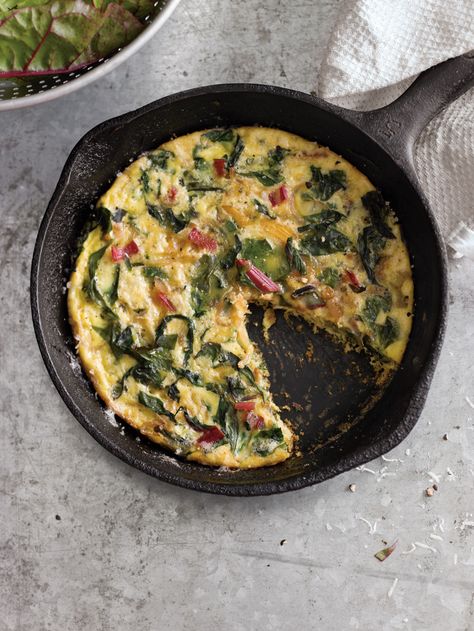 Swiss Chard, Onion & Cheese Frittata Swiss Chard Frittata, Chard Frittata, William Sonoma Recipes, Onion Frittata, Banana Bread French Toast, Swiss Chard Recipes, Chard Recipes, Csa Recipes, Cheese Frittata