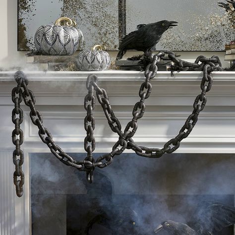 Black Chain Garland Unique Halloween Decorations, Decorative Garland, Skull Wreath, Halloween Mantel, Dead Tree, Grandin Road, Mantel Decor, Fall Halloween Decor, Halloween 2019