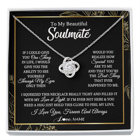 Personalized To My Beautiful Soulmate Necklace From Husband Boyfriend Feel My Love For Her Future Wife Girlfriend Birthday Anniversary Customized Message Card This Necklace Comes With A Message Card And Gift Box For Personalized Name Soulmate Friend Best Friends Friendship Best Sister Ever Ideas Quotes Girls Women Teens Female Good Human Kindness Love For Funny Birthday Christmas Family Necklace Customized Pendant Jewelry Necklaces For Women Anniversary Birthday Christmas Gift My Love For Her, Soulmate Necklace, Feel My Love, Fiance Birthday, Boyfriend Necklace, Quotes Girls, Wife Necklace, Husband Valentine, Love For Her