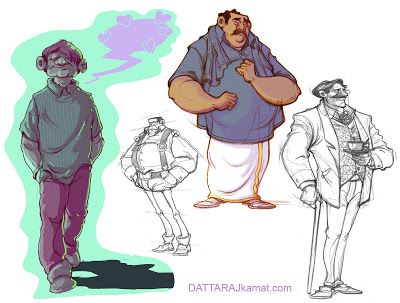 DATTARAJ KAMAT Animation art: Character Designs... Indian Man Character Design, Indian Character Design, Dattaraj Kamat, Indian Illustrations, Man Character Design, Trap Art, Art Emotions, Human Figure Sketches, Indian Illustration