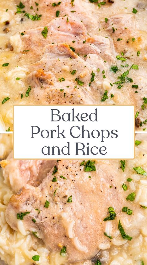 Cream Of Celery Pork Chops, Pork Chops With Noodles, Baked Pork Chops And Rice, Baked Boneless Pork Chops, Pork Chop Casserole, Rice And Gravy, Pork Chops And Rice, Easy Baked Pork Chops, Boneless Pork Chop Recipes