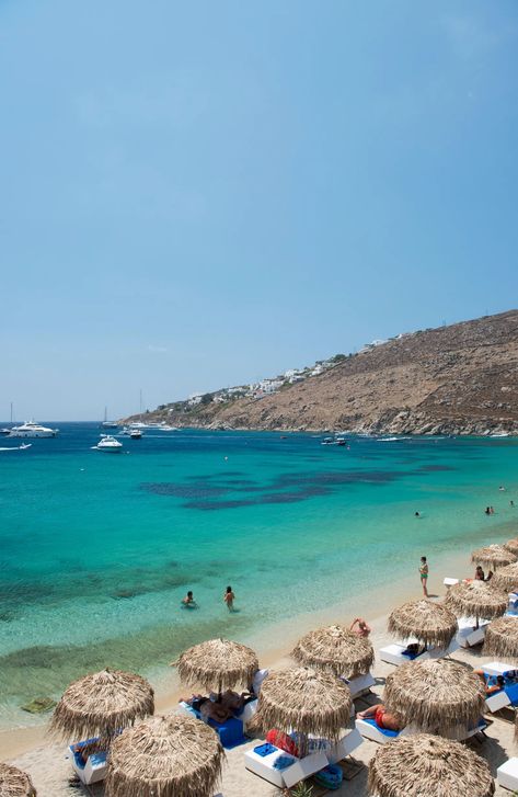 11 best beaches in Mykonos | CN Traveller Psarou Beach Mykonos, Ornos Mykonos, Mykonos Greece Beach, Mykonos Greece Aesthetic, Mykonos Aesthetic, Greece Aesthetics, Mykonos Beach, Mykonos Travel, Greek Beach