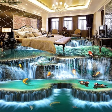 beibehang Custom Photo Wallpaper Floor Painting Waterfall River 3D Floor Painting papel de parede|Wallpapers| | - AliExpress Rustic Home Decor Living Room, 3d Floor Art, Living Room Wall Wallpaper, 3d Floor Painting, Paper Bedroom, Epoxy 3d, Tile Painting, 3d Flooring, Living Room Rustic