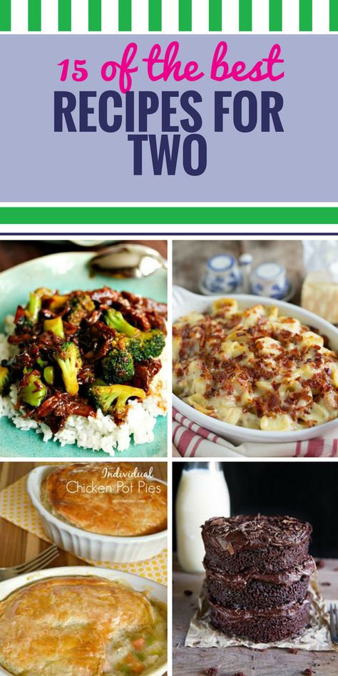 15 Recipes for Two. If you're not making a huge family meal or holiday feast (and don't want to end up with loads of leftovers) these 2-serving recipe ideas are just for you. From desserts (yes, you can make cake for two) or a healthy chicken dinner, these recipes are not too small, not too large - they're just right. #recipes #food #cookingfor2 #simple Chicken Instapot, Crockpot Recipes For Two, Batch Meals, Recipes Instapot, Single Serve Meals, Cake For Two, Instapot Meals, Recipe For 1, Huge Family