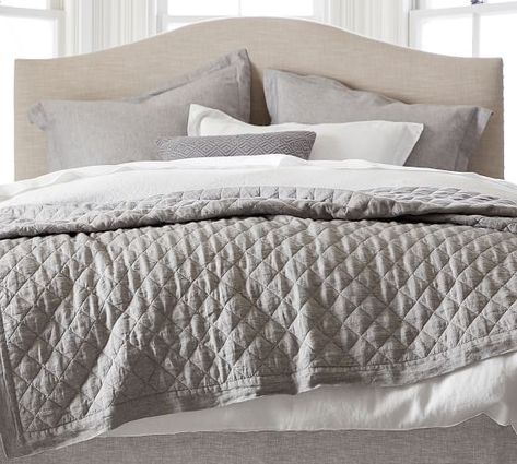 Belgian Flax Linen Diamond Quilt - Flagstone Belgian Linen Bedding, Linen Bed Skirt, Flax Linen Bedding, Bed Inspiration, Quilted Bedding, Linen Bedding Natural, Black Bed Linen, Pottery Barn Bedding, Linen Bed