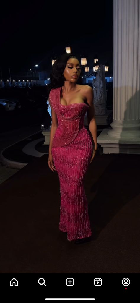 African Formal Dresses Classy, Pink Prom Dresses Black Women, Nigerian Prom Dress, Nigerian Wedding Aso Ebi, Asoebi Dress, Nigerian Dress Styles, Nigerian Dress, Nigerian Lace Styles Dress, Classy Prom