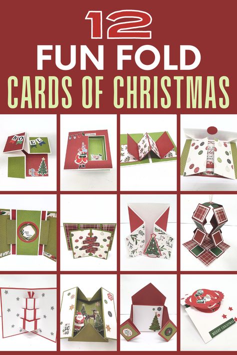 Fun fold cards of Christmas Double Z Fold Christmas Cards Ideas, Handmade Card Templates, Diy Card Folding Ideas, Easy Fun Fold Christmas Cards, Z Fold Christmas Cards, Fancy Fold Christmas Cards Handmade, Stampin’up Christmas Cards, Folding Christmas Cards, Stamped Christmas Cards Ideas