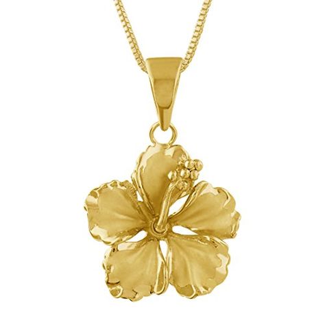 14kt Yellow Gold Plated Sterling Silver 17mm Hibiscus Pendant Necklace 162 Extender -- For more information, visit image link.(It is Amazon affiliate link) #55likes No Ordinary Girl, Necklaces With Meaning, Necklace For Girlfriend, Sterling Silver Chain Necklace, Charm Pendant Necklace, Black Jewelry, Sterling Silver Necklace Pendants, Dream Jewelry, Silver Chain Necklace