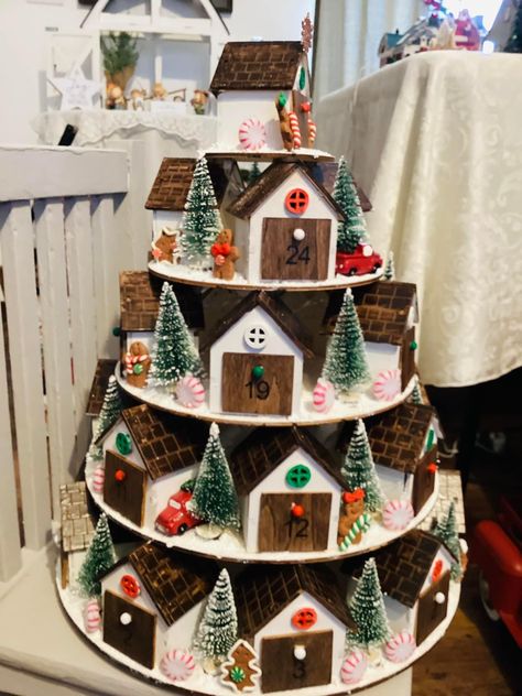 Hobby Lobby Advent Calendar Ideas, Hobby Lobby Advent Houses, Wooden House Advent Calendar, Advent Calendar House, Advent House, Advent Ideas, Christmas Advent Calendar Diy, Christmas Homemade, Advent Calenders