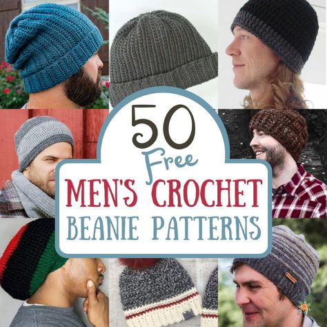 50 Best FREE Men's Crochet Beanie Patterns (by Skill Level) - Stardust Gold Crochet Mens Beanie Crochet Pattern, Crochet Mens Hat Pattern, Solid Color Crochet, Mens Hat Pattern, Mens Crochet Beanie, Beanie Pattern Free, Crochet Mens Hat, Easy Crochet Hat Patterns, Crochet Beanie Pattern Free