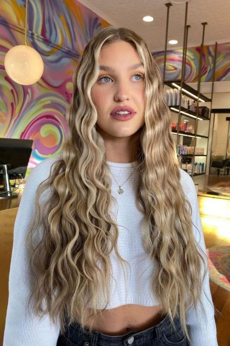 Ultra Long Mermaid Waves Formal Mermaid Hair, Mermaid Hair Waves Hairstyles, Mermaid Wave Hairstyles, Cute Party Hairstyles For Long Hair, Mermaid Hair Wedding, Long Wavy Hair Wedding, Mermaid Wavy Hair, Beachy Curly Hairstyles, Long Waved Hair