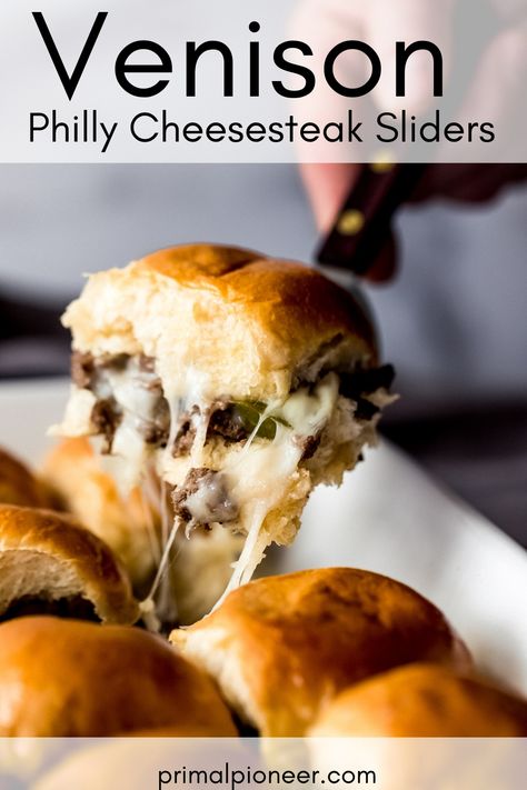 Ground Deer Meat Appetizers, Ground Venison Recipes Easy Keto, Deer Philly Cheese Steak, Venison Philly Cheese Steak Sliders, Venison Chipped Steak Recipes, Quick Venison Recipes, Elk Appetizers Recipe, Chipped Venison Recipes, Venison Chunks Recipes