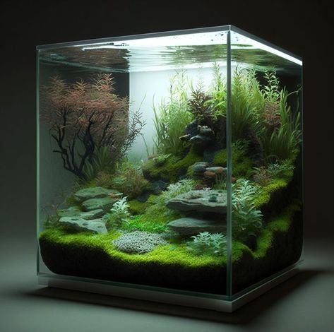 Mini Planted Aquarium, Plant Tank Aquascaping, Planted Aquarium Ideas Aquascaping, Small Aquascape Ideas, Asian Aquarium Ideas, Fish Tank Scapes, 6 Gallon Aquascape, Natural Freshwater Aquarium Ideas, 6 Gallon Cube Aquascape