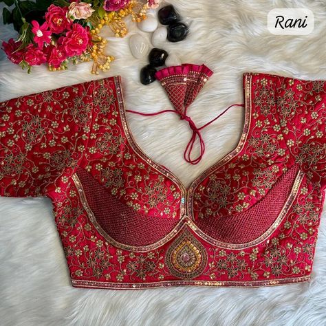 Price 1150 free shipping ♥️ *KARVA CHAUTH SPECIAL*❤️ *SABYASACHI STYLE BRIDAL BLOUSE* *Heavy Bridal Wedding Blouse * *Heavy Codding Embroidery + Thread & Sequence Work* *FABRIC*:--Heavy Pure Soft Italian Silk With Tricot Fuising . *SIZE*:-*Plus Size 40” Ready ulter upto 44 Inch.* *DESGINE*:- Beautiful Work bridal desgine Heavy Stitching Heavy Padded Handmade Hooks With Beautiful Latkans Back open Style Sabyasachi Blouse, Karva Chauth, Western Blouse, Wedding Blouse, Indian Blouse, Sequence Work, Bridal Blouse, Blouse Pattern, White Blouse