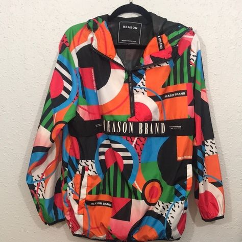 Reason Brand 80's 90's Retro Style Abstract Print Windbreaker Size M Light Elastic At Waist & Wrist Drawstring On Hood Excellent Used Condition With Few Signs Of Previous Wear. Any Questions. Please Ask. Bundle 3 Or More Items For 15% Off All. Abstract Print, Retro Style, Black Red, Retro Fashion, Mens Jackets, Black And Red, Jackets & Coats, Man Shop, Elastic