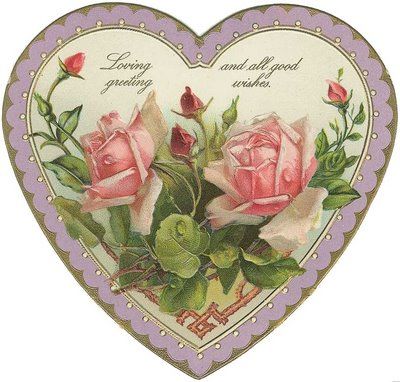 vintage valentine cards to print | happy valentines day free victorian pink roses valentine heart image ... Victorian Valentines, Valentine Images, Heart Poster, Vintage Valentine Cards, Art Carte, My Funny Valentine, Doll Quilt, Vintage Printables, Vintage Valentines