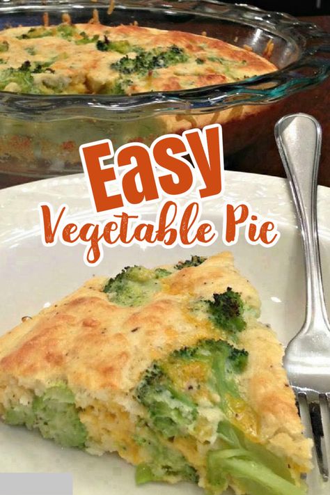 EASY VEGETABLE  PIE - made with eggs, cheese and broccoli and Bisquick. Vegetable Pie Recipes, Veg Pie, Veggie Pie, Cheese And Broccoli, Chicken Pies, Veggie Pies, Dairy Recipes, Breakfast Inspiration, Vegetable Pie