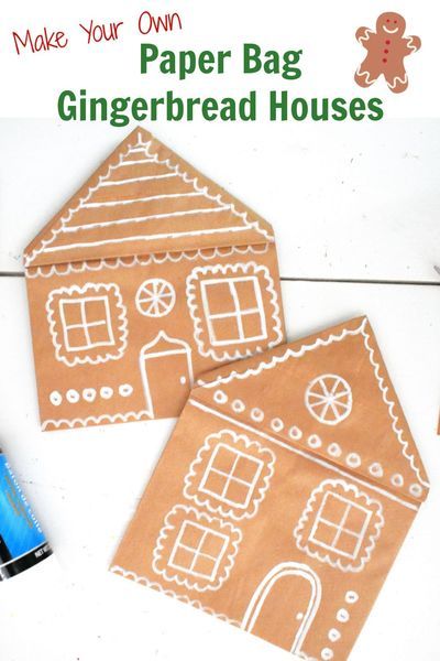 Paper Bag Gingerbread Houses Craft for Kids. Simple gingerbread craft for kids to create using a paper bag. #kidscrafts #gingerbread #christmascraft #kids #craft Paper Bag Gingerbread House, Gingerbread Craft, Gingerbread House Craft, December Art, Kids Programs, Gingerbread Man Activities, Gingerbread House Template, Gingerbread Activities, Gingerbread Ideas