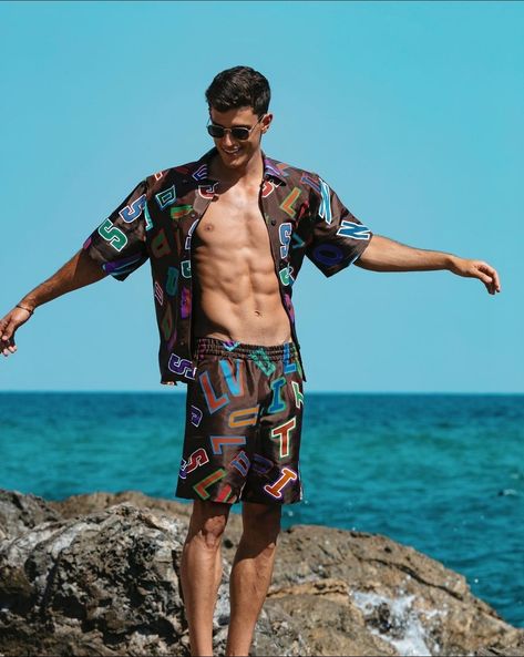 Mens Beach Outfits, Xavier Serrano, Swimwear Aesthetic, Swimwear Photoshoot, Swimsuits Photoshoot, Pool Party Outfits, Summer Photoshoot, Men Beach, Beach Swimwear