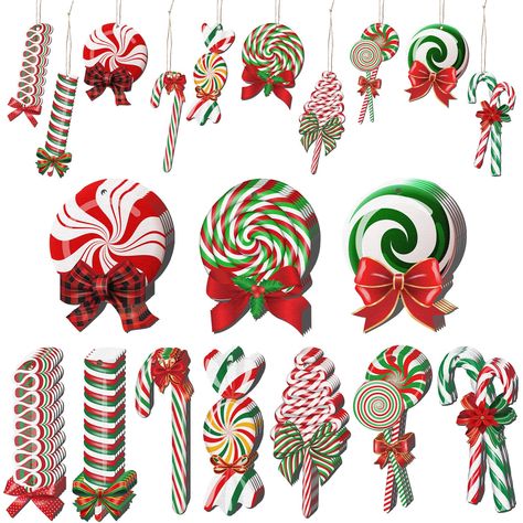 Hard Candy Christmas Decorations, Gingerbread Christmas Decorations Tree, Red And White Christmas Ornaments, Candy Themed Christmas Tree, Christmas Candy Ornaments, Christmas Front Porch Decor Ideas, Peppermint Christmas Decorations, Candy Themed Christmas, Themed Christmas Tree Ideas