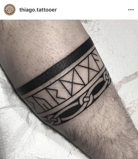 Rune Armband Tattoo, Viking Rune Tattoo, Norse Mythology Tattoo, Viking Tattoo Sleeve, Tattoo Band, Wife Tattoo, Rune Tattoo, Celtic Tattoo, Bicep Tattoo