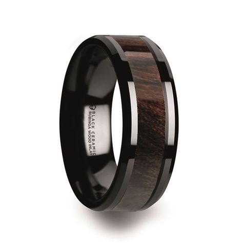 Masculine Wedding, Wood Inlay Rings, Ring Styles, Men's Wedding Ring, Ceramic Rings, Wood Inlay, Reddish Brown, Fashion Ring, Mens Wedding Rings