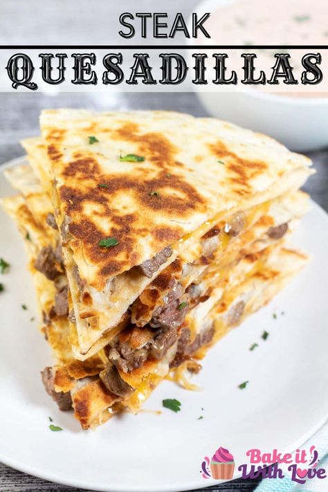 Steak Cheese Steak Quesadilla, Beef Cheese Quesadilla, Stake Quesadilla, Shredded Steak Quesadillas, Steak And Egg Quesadilla, Quesadilla Beef Recipes, Blackstone Steak Quesadilla Recipes, Beef Fajita Quesadilla Recipe, Cheese Steak Quesadilla Recipes